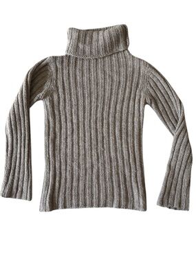 Club Monaco Vintage Women’s Taupe Alpaca Ribbed Turtleneck Sweater Size XS